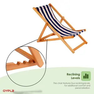 Oypla Traditional Folding Hardwood Garden Beach Deck Chairs Deckchairs