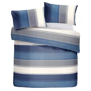 Polyester Striped Duvet Cover Set with Pillowcases Blue / Double Duvet Cover