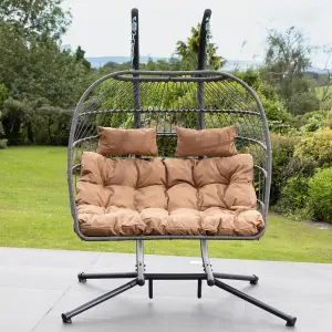 Burford Swinging Double Garden Seat - Brown