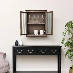 Melody Maison Wooden Reeded Glass Wall Cabinet