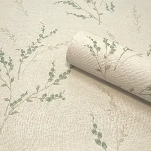 Zambaiti Parati Carmella Floral Trail Green Wallpaper