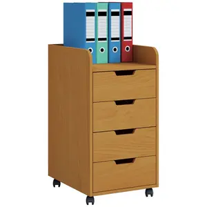 Fordham 40cm Wide 4 -Drawer Mobile Solid Wood File Cabinet Light brown