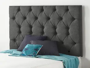 Somnior Premier Tweed Charcoal 4FT Memory Foam Divan Bed With Mattress & Headboard - Small Double