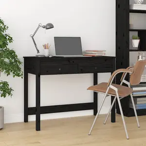 Berkfield Desk with Drawers Black 100x50x78 cm Solid Wood Pine