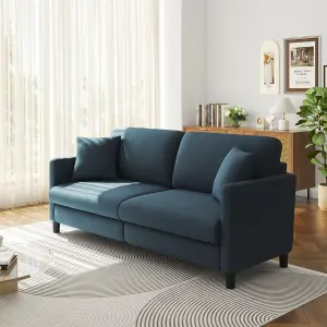 193cm Sofa Couch for Living Room,Comfy Teddy Fleece Loveseat Sofa,Extra Deep Seat Couches ,Neche Tool-Free, Blue Grey