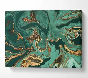 Green Fold To Gold Canvas Print Wall Art - Medium 20 x 32 Inches