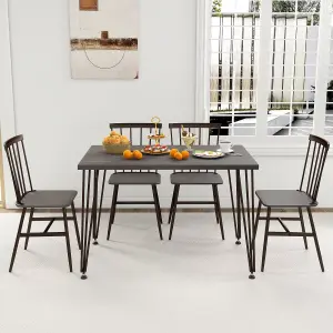 COSTWAY 5-Piece Dining Table Set  Rectangular Kitchen Table & 4 Chairs w/ Metal Frame