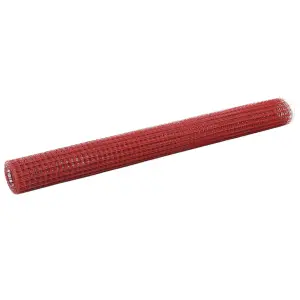 Berkfield Chicken Wire Fence Steel with PVC Coating 25x1.5 m Red