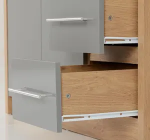 Seville 3 Door 2 Drawer Wardrobe in Oak and Grey Sheen Finish