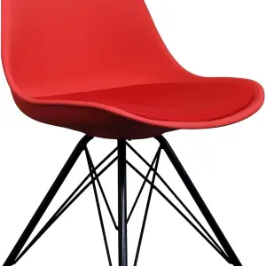 Soho Red Plastic Dining Chair with Black Metal Legs