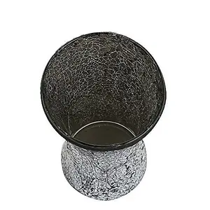 London Boutique Vase Cylinder Handmade Mosaic Glitter Vase Decorative Sparkled Glass gift present (Cylinder Black)