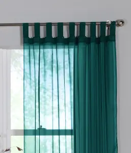 Home Curtains Voile Tab Top Panels 59w x 54d" (149x137cm) Soft Teal (PAIR)