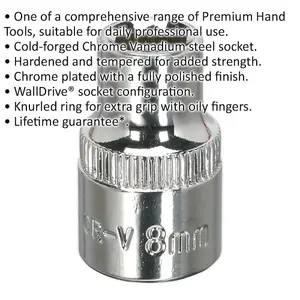 8mm Forged Steel Drive Socket - Durable Chrome Vanadium for 3/8" Drive