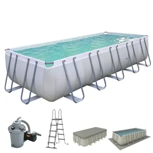 Avenli 21ft x 10ft x 52" Rectangular Above Ground Swimming Pool, Sand Filter Pump & Accessories