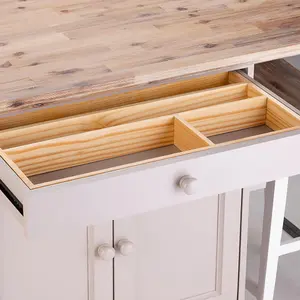 Florence Truffle Kitchen Island with Cupboard and Shelves