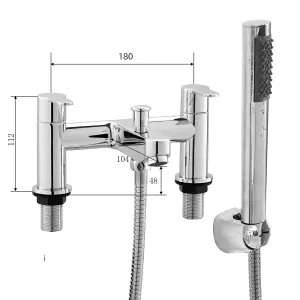 BATHWEST Bath Shower Filler Mixer Tap Double Lever Chrome Solid Brass with Shower Hand