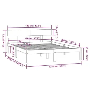 vidaXL Bed Frame Solid Wood Pine 120x200 cm