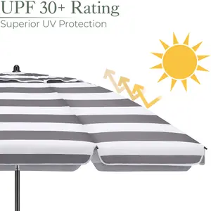 Striped Beach Parasol Tilting - Grey