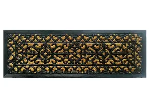 EHC Victorian Wrought Iron Effect Outdoor Or Indoor Non-Slip Panama Rubber Step Door Mat - 75 cm x 25 cm