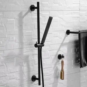 ENKI Venice Matte Black Round Concealed Brass Thermostatic Shower Slider Rail Kit SH0237