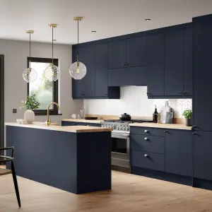 Premium Kitchens Ethos Matt indigo Modern Highline Cabinet door (W)300mm (H)715mm (T)18mm