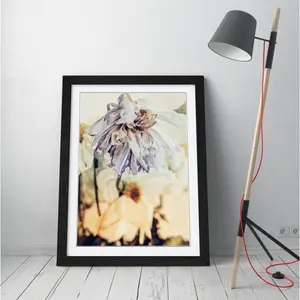 Vintage Dead Flowers Violet - Single Picture Frame Print on Canvas Black Framed / 89cm H x 64cm W x 2cm D