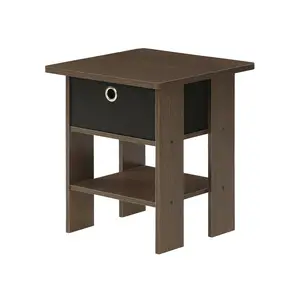 Joseph Side Table Nightstand with Bin Drawer, 2 per set (Set of 2) Dark Brown