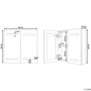 Bathroom Wall Mounted Mirror Cabinet with LED 60 x 60 cm TALAGAPA