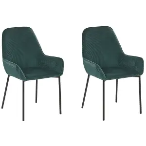 Set of 2 Dining Chairs LOVERNA Corduroy Dark Green