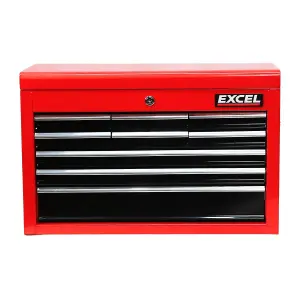 Heavy Duty 9 Drawer Top Tool Chest Storage Box Ball Bearing Slide Black and Red