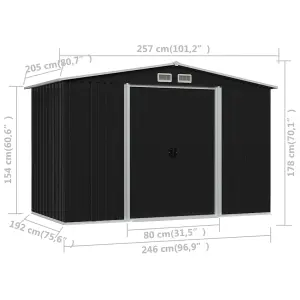 Berkfield Garden Storage Shed Anthracite Steel 257x205x178 cm