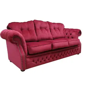 Chesterfield Handmade 3 Seater Sofa Settee Pimlico Wine Red Fabric In Era Style