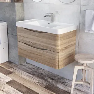 Stanhope 900mm Single Bathroom Vanity with Integrated Stone Basin Light Oak