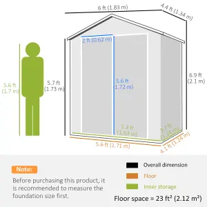 Outsunny Garden Shed 6'x4.5' Plastic Tool Storage House w/ Lockable Double Doors