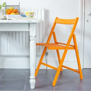 Harbour Housewares - Beech Folding Chairs - Orange - Pack of 6