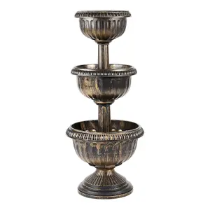 3 Tier Bronze Planter - Antique Indoor Outdoor Flower Fountain Planter - Garden Flower Plant Pot Stand Display - Bronze Effect