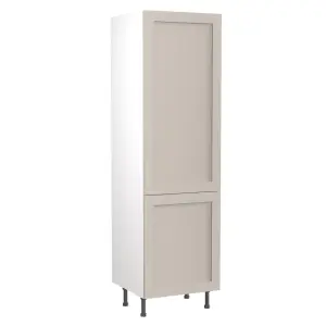 Kitchen Kit Fridge & Freezer Tall Housing Unit 600mm w/ Shaker Cabinet Door - Ultra Matt Light Grey