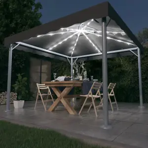 Berkfield Gazebo with LED String Lights 300x300 cm Anthracite Aluminium