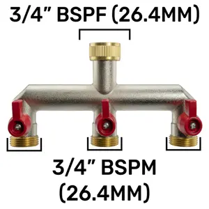 outdoor nickel plated brass garden tap splitters (3 way splitter) individual outlet valves, 3/4"bsp thread