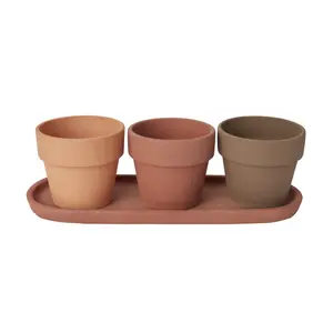 Verve Arara Terracotta Cement & terracotta Plant pot (Dia) 10.9cm, (H)11cm, 400ml