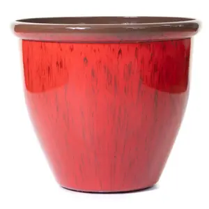 48cm Running Glaze Planter - Red