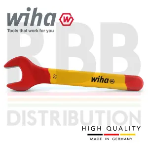 Wiha Spanner Wrench 27mm VDE Electricians Single Insulated Open End 43042