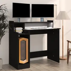 Berkfield Desk with LED Lights Black 97x45x90 cm Engineered Wood