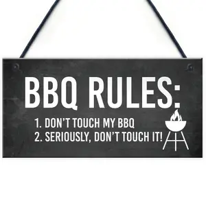 BBQ Rules Sign Hanging Door Wall Shed Sign Garden Sign For Outdoor Men Gift