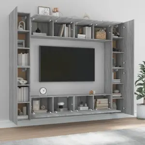 Berkfield 8 Piece TV Cabinet Set Grey Sonoma Engineered Wood