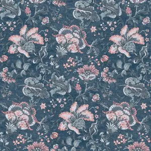 Laura Ashley Portia Dark seaspray Floral Smooth Wallpaper Sample