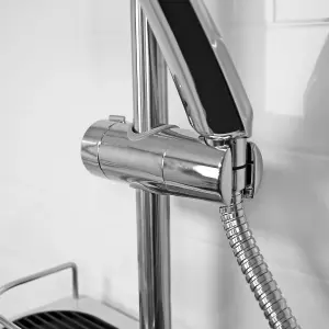 Showerdrape Universal Shower Rail Slider Attachment Chrome Riser Rail For 18-25mm Riser Rail