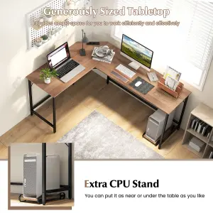 Costway L-Shaped Home Office Desk Computer Corner Desk Gaming Table with CPU Stand