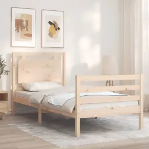 Berkfield Bed Frame with Headboard 90x200 cm Solid Wood