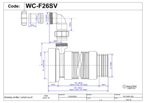 McAlpine WC-F26SV 97-107mm Inlet x 3.5"/90mm Outlet Straight Flexible WC Connector with 1.25 Universal Vent Boss.